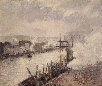 ボート Painting - ルーアン港の蒸気船 1896 年カミーユ ピサロ